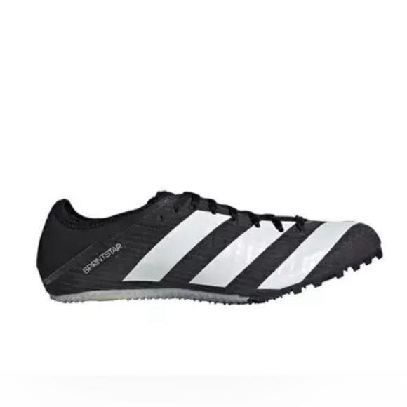 ADIDAS SPRINTER BLACK/WHITE TRACK SPIKES NEW - Picture 1 of 10